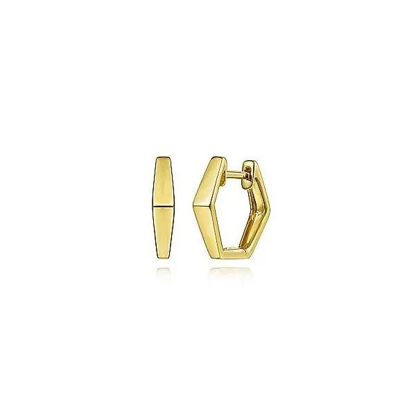 14kt Yellow Gold Geometric Huggie Earrings Stambaugh Jewelers Defiance, OH