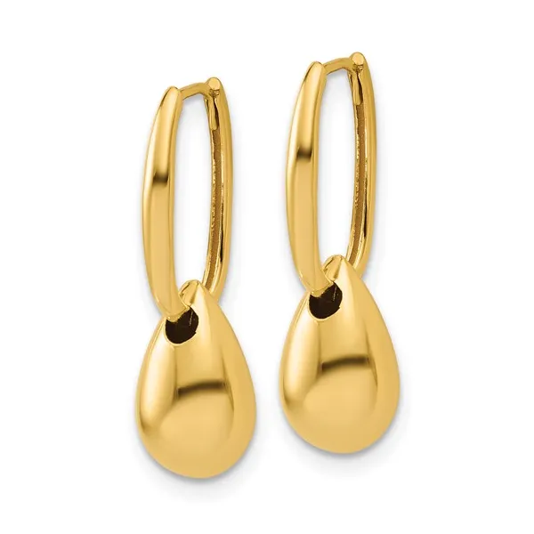14 Karat Yellow Gold Polished Oval Hinged Hoop Earrings Image 2 Stambaugh Jewelers Defiance, OH