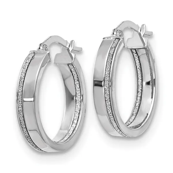14kt White Gold Glimmer Hoop Earrings Image 2 Stambaugh Jewelers Defiance, OH