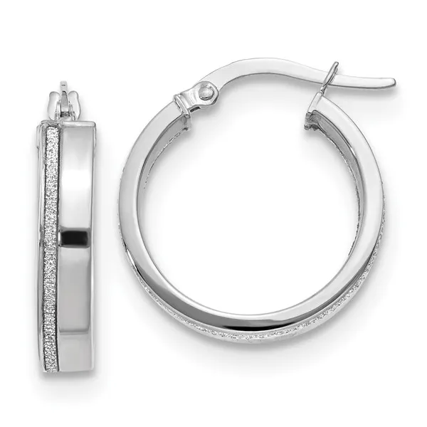 14kt White Gold Glimmer Hoop Earrings Stambaugh Jewelers Defiance, OH