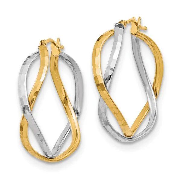 14kt Yellow and White Gold Hoop Earrings Image 2 Stambaugh Jewelers Defiance, OH