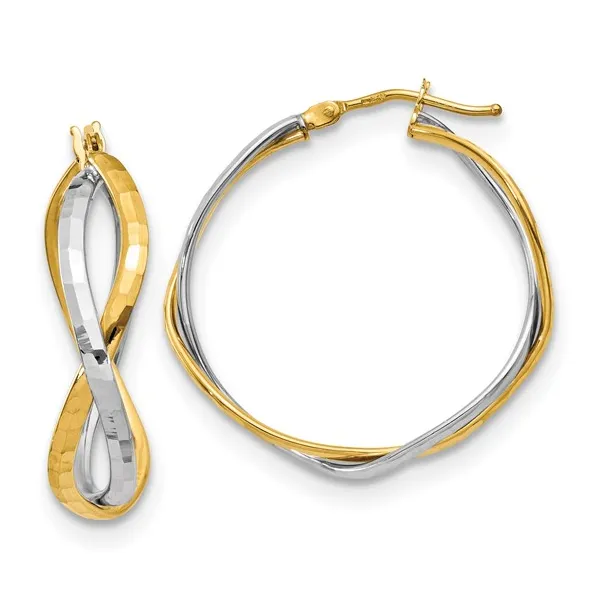 14kt Yellow and White Gold Hoop Earrings Stambaugh Jewelers Defiance, OH