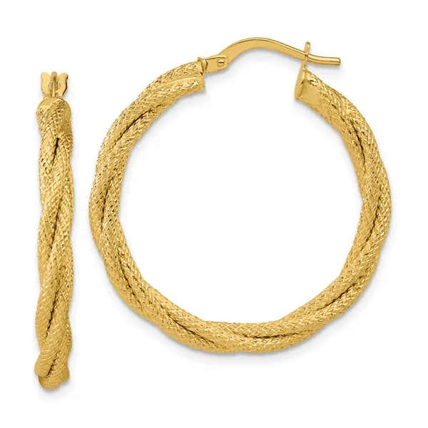 14K Yellow Gold Twisted Round Hoop Earrings Stambaugh Jewelers Defiance, OH