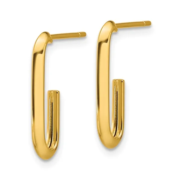 14 Karat Yellow Gold Polished Knife Edge Hoop Earring Image 2 Stambaugh Jewelers Defiance, OH