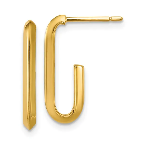 14 Karat Yellow Gold Polished Knife Edge Hoop Earring Stambaugh Jewelers Defiance, OH