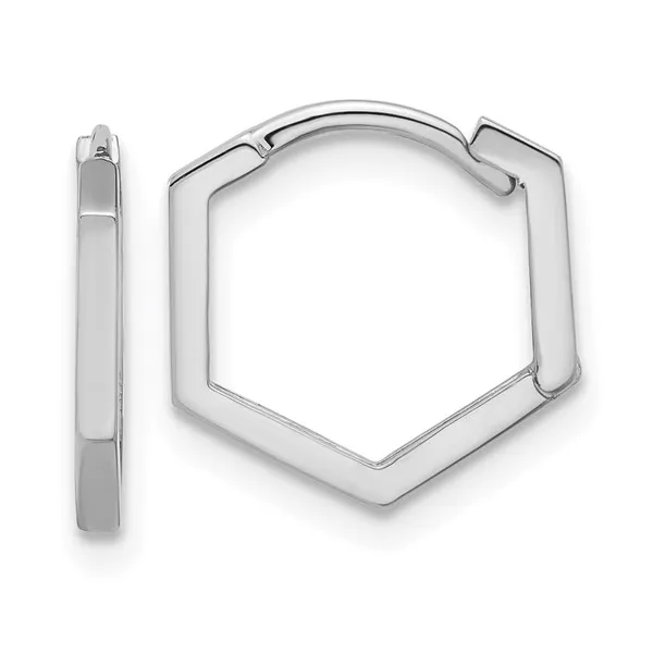 14kt White Gold Geometric Hoop Earrings Stambaugh Jewelers Defiance, OH