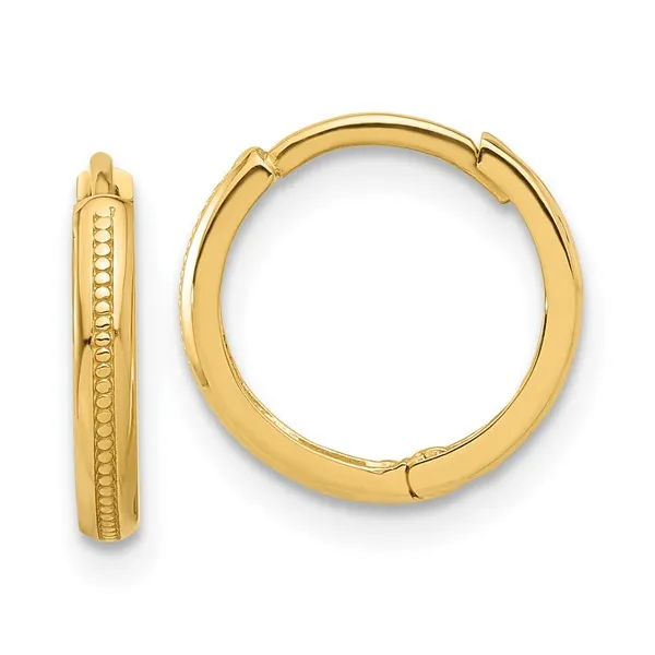 14kt Yellow Gold Textured Hoop Earrings Stambaugh Jewelers Defiance, OH