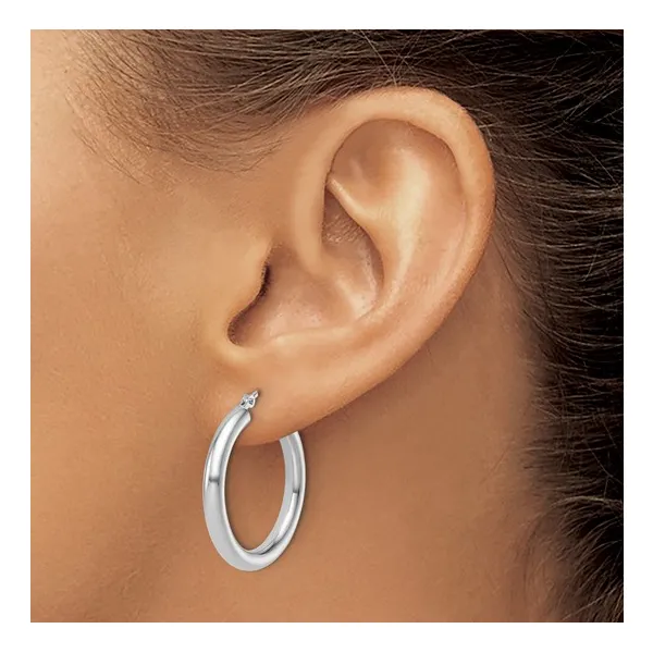14kt White Gold Hoop Earrings Image 2 Stambaugh Jewelers Defiance, OH