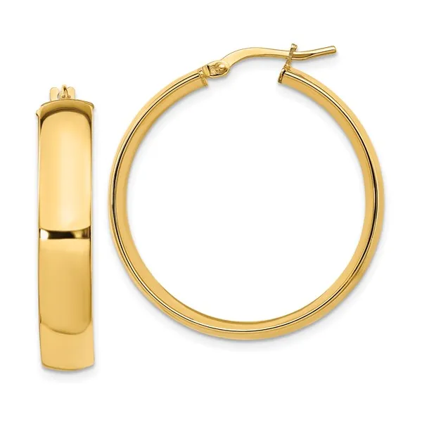 14kt Yellow Gold 6mm High Polish Hoop Earrings Stambaugh Jewelers Defiance, OH
