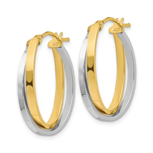 14kt Yellow and White Gold Hoop Earrings Image 2 Stambaugh Jewelers Defiance, OH