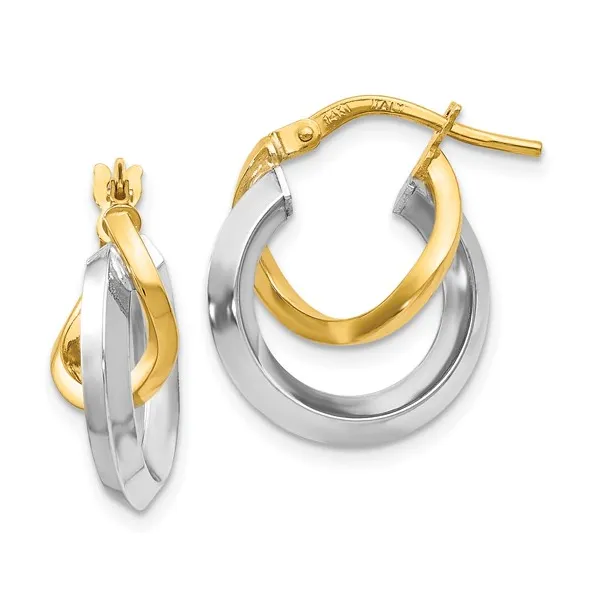 14kt Yellow and White Gold Double Hoop Earrings Stambaugh Jewelers Defiance, OH