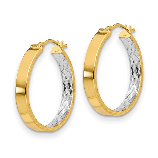 14kt Yellow and White Gold Hoop Earrings Image 2 Stambaugh Jewelers Defiance, OH