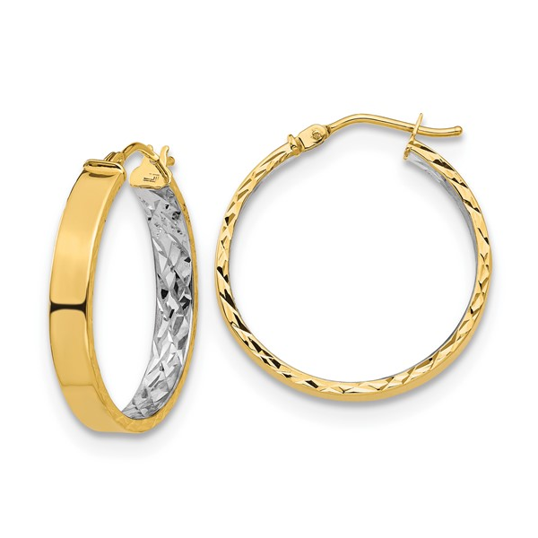 14kt Yellow and White Gold Hoop Earrings Stambaugh Jewelers Defiance, OH