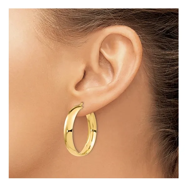 14kt Yellow Gold 6mm High Polish Hoop Earrings Image 3 Stambaugh Jewelers Defiance, OH