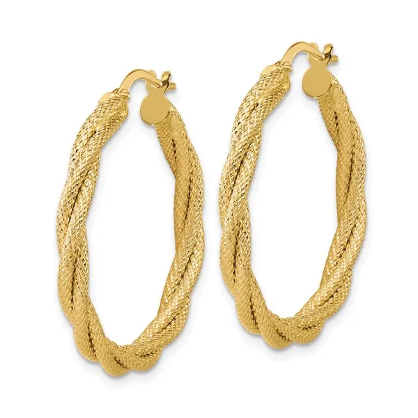 14K Yellow Gold Twisted Round Hoop Earrings Image 2 Stambaugh Jewelers Defiance, OH
