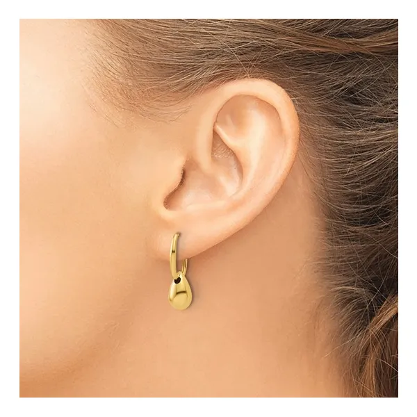 14 Karat Yellow Gold Polished Oval Hinged Hoop Earrings Image 3 Stambaugh Jewelers Defiance, OH