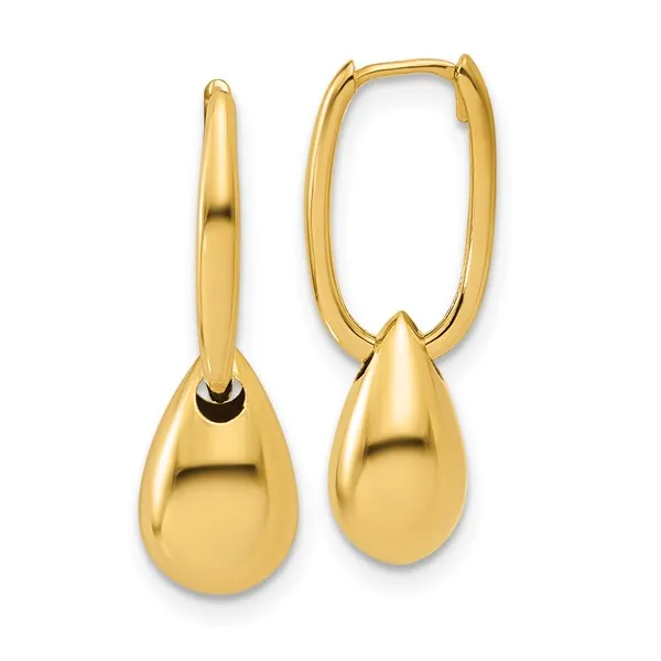 14 Karat Yellow Gold Polished Oval Hinged Hoop Earrings Stambaugh Jewelers Defiance, OH