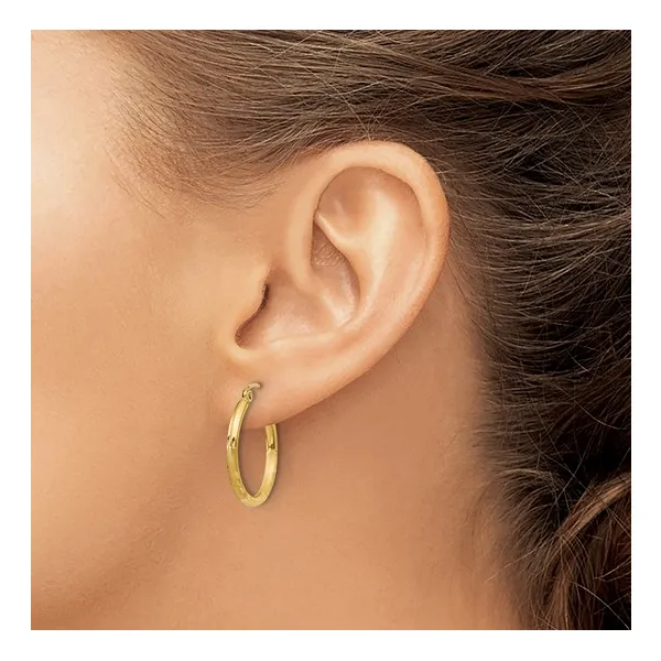 14kt Yellow Gold Hoop Earrings Image 2 Stambaugh Jewelers Defiance, OH