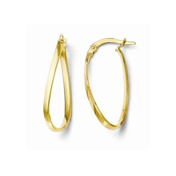 14 Karat Yellow Gold Polished Oval Twisted Hoop Earrings Stambaugh Jewelers Defiance, OH