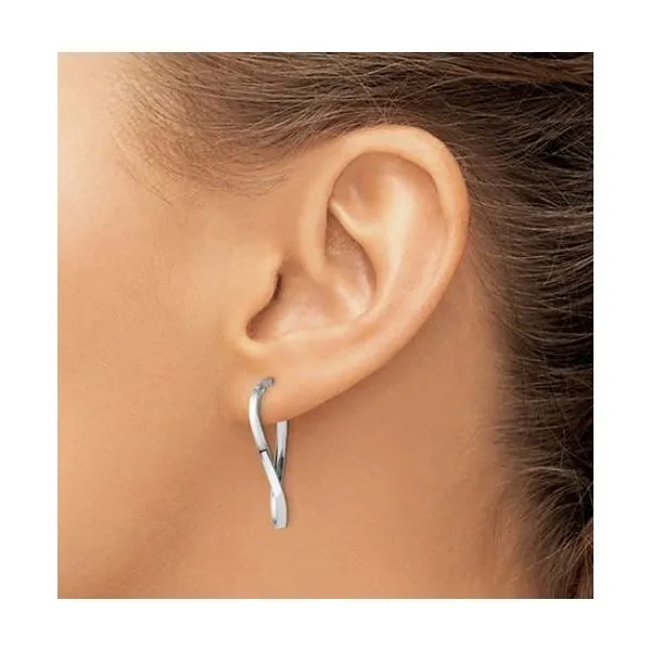 Twisted 14K White Gold Hoop Earrings Image 2 Stambaugh Jewelers Defiance, OH