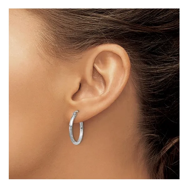 14kt White Gold Hoop Earrings Image 2 Stambaugh Jewelers Defiance, OH