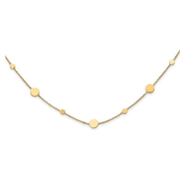 Polished Disc Station Necklace in 14 Karat Yellow Gold Stambaugh Jewelers Defiance, OH
