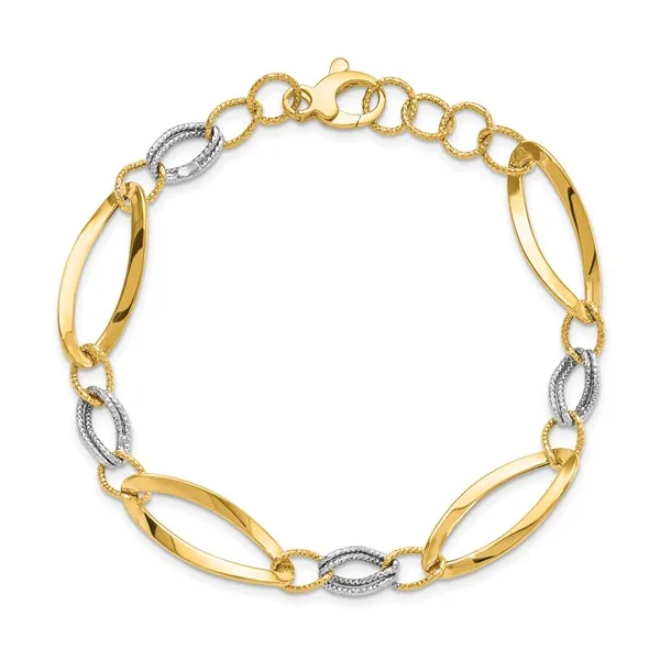 14kt Yellow and White Gold Diamond Cut Link Bracelet Stambaugh Jewelers Defiance, OH