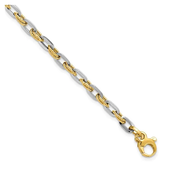 14 Karat Yellow and White Gold Polished and Diamond Cut Bracelet Stambaugh Jewelers Defiance, OH