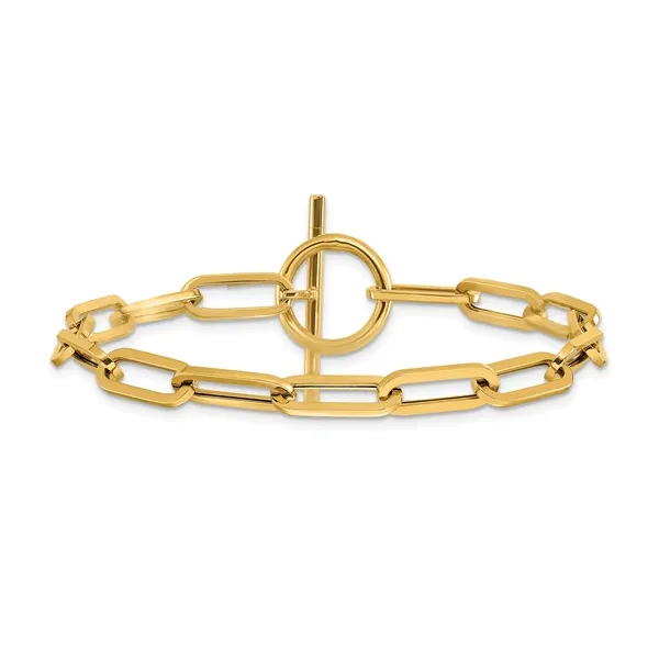 14 Karat Yellow Gold Fancy Link Toggle Clasp Bracelet Image 2 Stambaugh Jewelers Defiance, OH