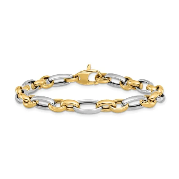 14 Karat Yellow and White Gold Polished Fancy Link Bracelet Image 2 Stambaugh Jewelers Defiance, OH