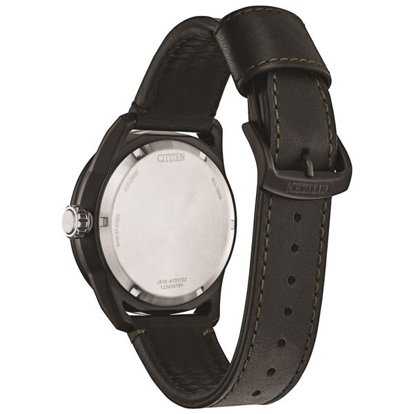 Citizen Eco-Drive Avion Watch with Black Leather Strap Image 3 Stambaugh Jewelers Defiance, OH
