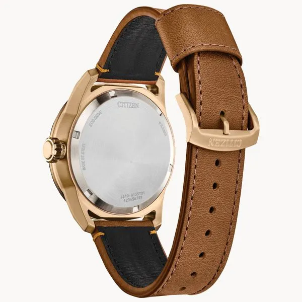 Citizen Eco-Drive Avion Watch with Brown Leather Strap Image 3 Stambaugh Jewelers Defiance, OH