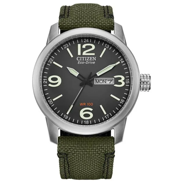 Men's Citizen Eco-Drive Stainless Steel Military Commemorative Watch Box Set Stambaugh Jewelers Defiance, OH