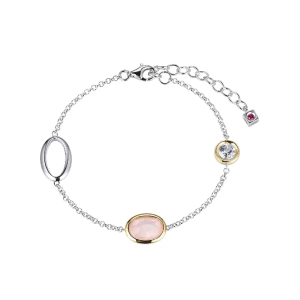ELLE Sterling Silver Mirage Rose Quartz and White Topaz Bracelet