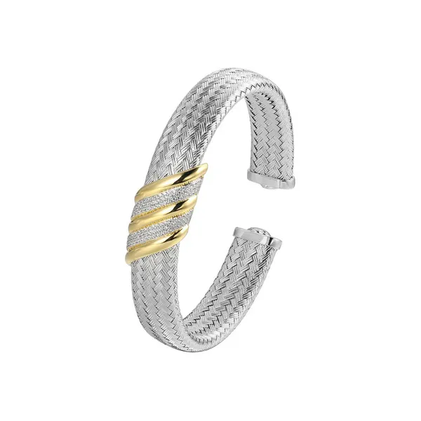 Sterling Silver and Yellow  Gold Mesh Cuff Bracelet Stambaugh Jewelers Defiance, OH