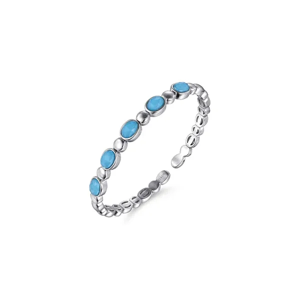 Sterling Silver Rock Crystal & Turquoise Bangle Bracelet Image 2 Stambaugh Jewelers Defiance, OH