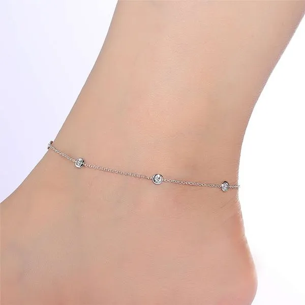 Lafonn Bezel-set Station Anklet Image 2 Stambaugh Jewelers Defiance, OH