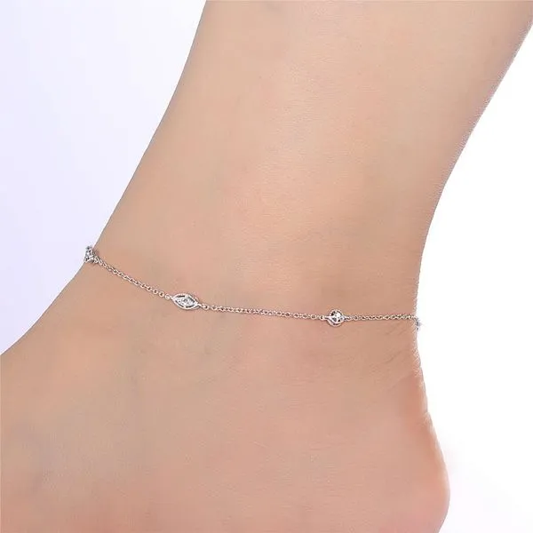 Lafonn Bezel-Set Station Anklet Image 2 Stambaugh Jewelers Defiance, OH