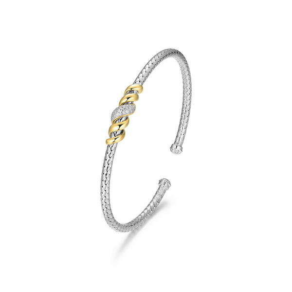 .Sterling Silver with 14 Karat Finish Mesh Cuff Bracelet Stambaugh Jewelers Defiance, OH