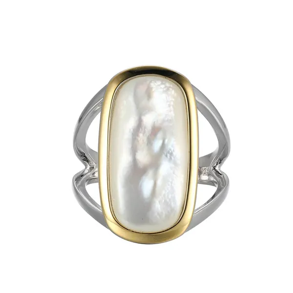 ELLE Sterling Silver and 18kt Yellow Gold Mother-of-Pearl Ring Stambaugh Jewelers Defiance, OH