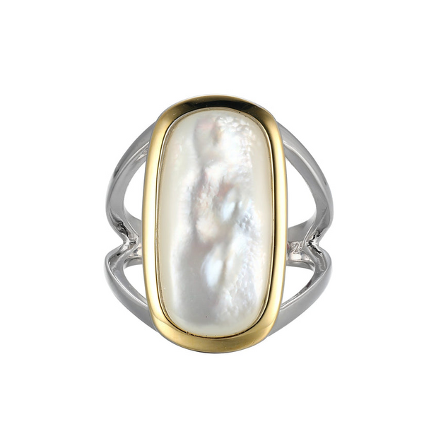 ELLE Sterling Silver and 18kt Yellow Gold Mother-of-Pearl Ring Stambaugh Jewelers Defiance, OH