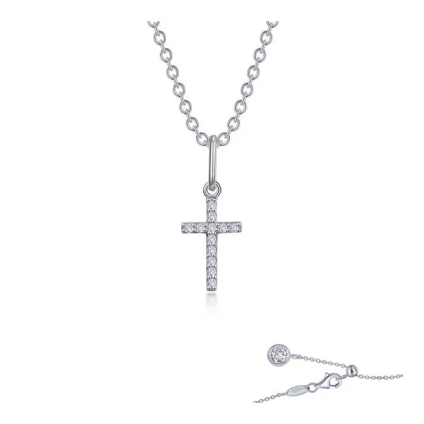 Lafonn Mini Cross Necklace in Sterling Silver Stambaugh Jewelers Defiance, OH