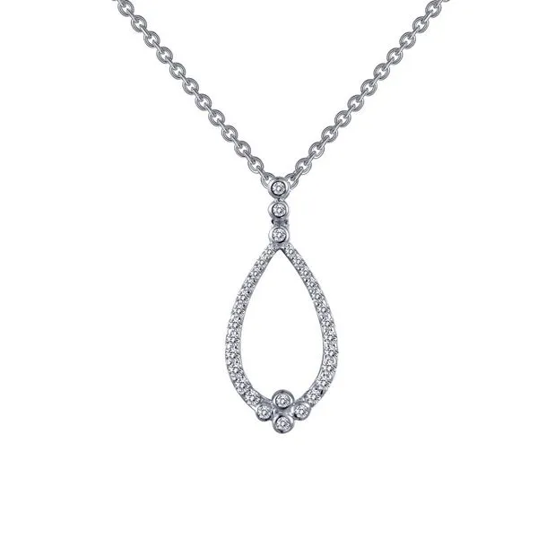 Lafonn Open Teardrop Necklace in Sterling Silver Stambaugh Jewelers Defiance, OH