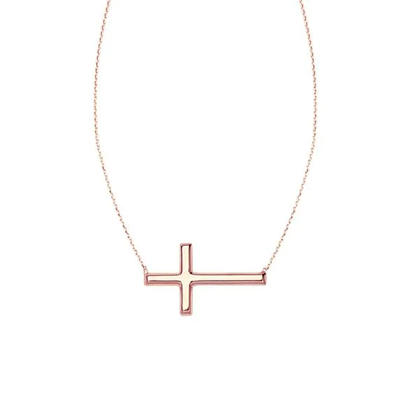 Rose plated Sterling Silver Sideways Cross Neccklace Stambaugh Jewelers Defiance, OH