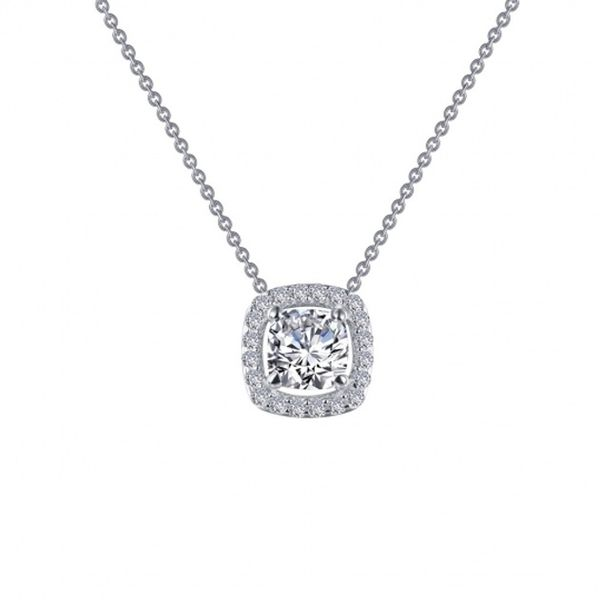 Lafonn Cushion-Cut Halo Necklace in Sterling Silver Stambaugh Jewelers Defiance, OH