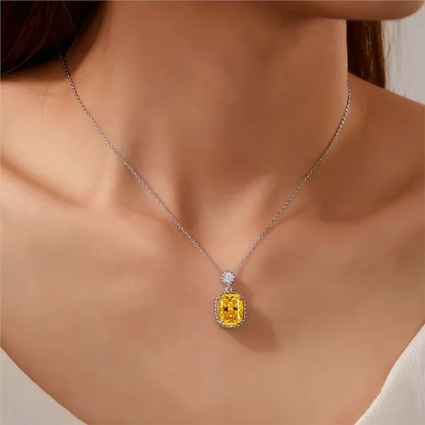 Lafonn Canary Halo Necklace in Sterling Silver Image 2 Stambaugh Jewelers Defiance, OH