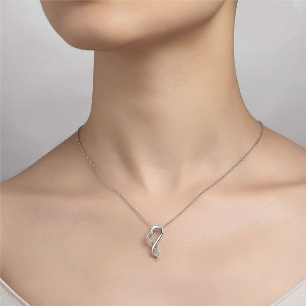 Lafonn Infinity Heart Pendant in Sterling Silver Image 2 Stambaugh Jewelers Defiance, OH