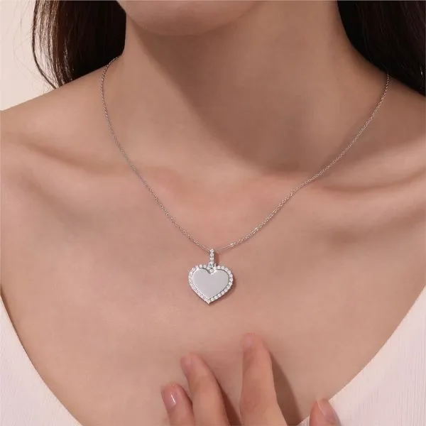 Lafonn Sterling Silver Fancy Heart Necklace Image 2 Stambaugh Jewelers Defiance, OH