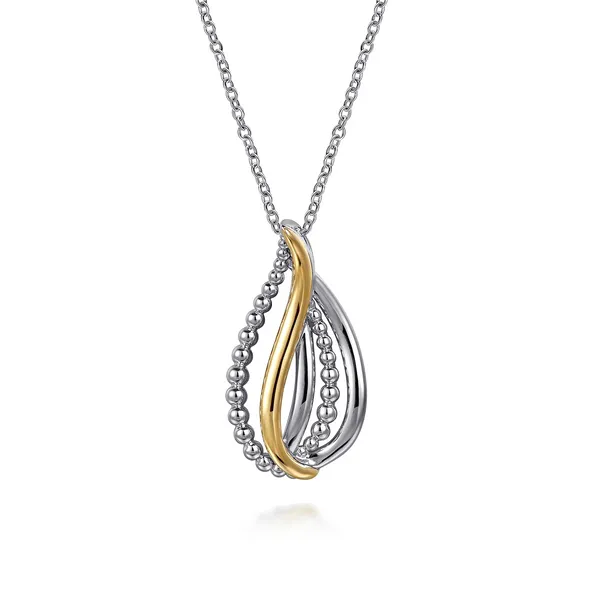Sterling Silver and 14K Yellow Gold Bujukan Multiple Row Teardrop Pendant Necklace Stambaugh Jewelers Defiance, OH
