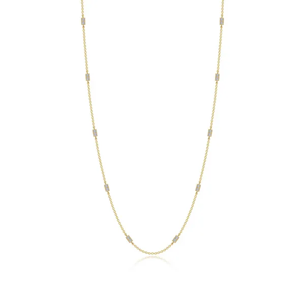 Lafonn Sterling Silver Gold Plate Station Necklace Stambaugh Jewelers Defiance, OH